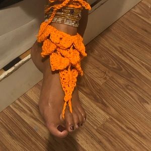 One Size fits all The cutest Barefoot Handmade Sandals 🧶 🧡